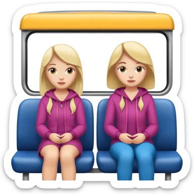 Two girls sitting on a bus sticker