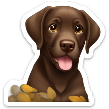 Chocolate labrador puppie in a forest sticker