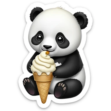 Panda eating ice cream sticker