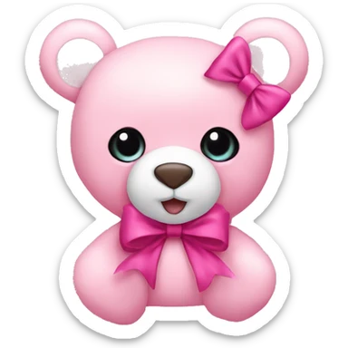 pink teddy bear with bow  sticker