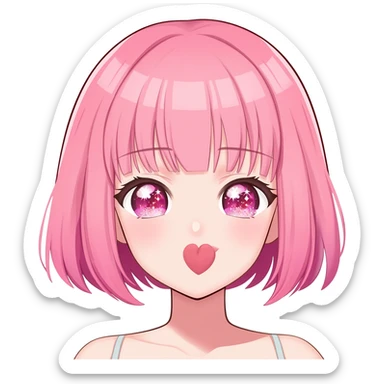 Anime girl giving a kiss sticker