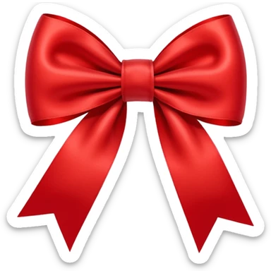 red ribbon bow, simple, shiny sticker