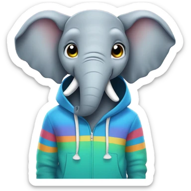 Elephant wearing hoodie sticker