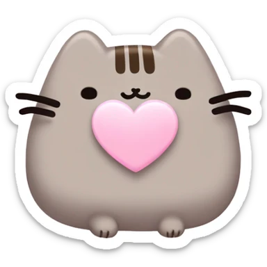 pusheen light pink heart sticker
