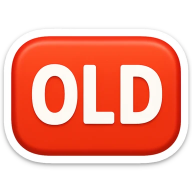 button with the word 'Old' in the style of the iOS emoji 'NEW' button, emoji style, red rounded rectangle background, white text sticker