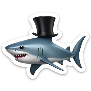 Shark with a top hat sticker