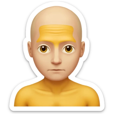 Emoji of Shoulders Muscle from side view. He has big shoulders. His skin is completely yellow and has no hair or facial expressions and has no clothing. sticker
