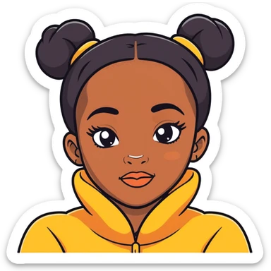 Black girl nasty big two buns for hair sticker