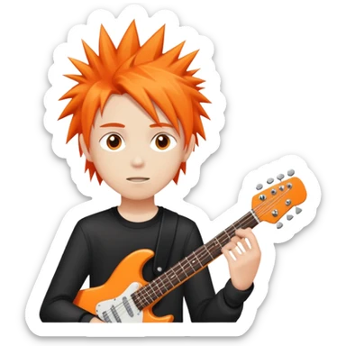 "- Nam
- 15 tuổi
- Da trắng
- Tóc cam vuốt dựng đứng
- Thành viên ban nhạc rock
- Bỏ cây đàn sticker