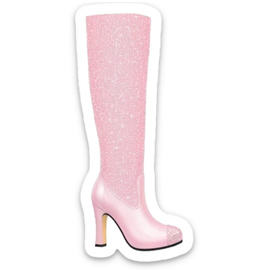 Pastel pink bling knee heel boots sticker