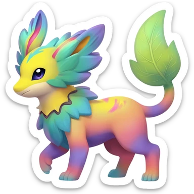 vibrant pastel bright colorful edgy exotic painted Fakémon-Pokémon-Vernid-Vaporeon-Leafeon-Sylveon-creature sticker
