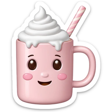 Light Pink mug of hot chocolate with marshmallows  sticker