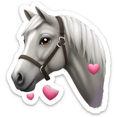 Smiling Silver bay Horse with hearts sticker