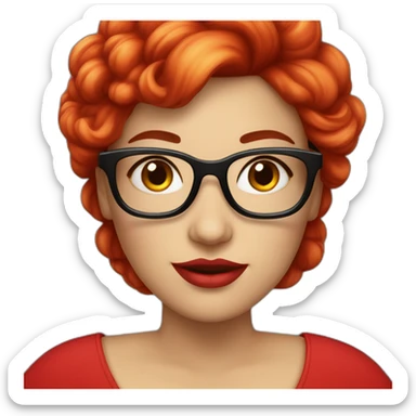 Grosse femme en robe rouge et lunette avec cheveux noir sticker