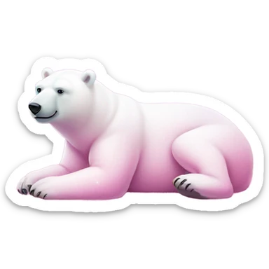 Pink full body  polar bear lying down with glitter sticker