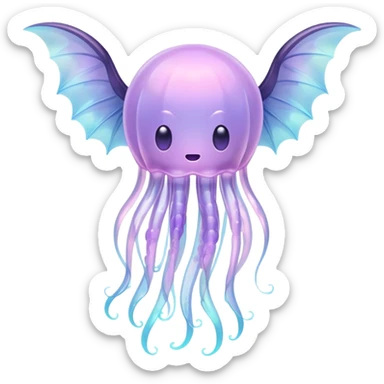 dreamy pastel jellyfish with bat wings sticker