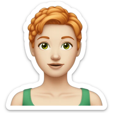 normal white girl short ginger hair green eyes sticker