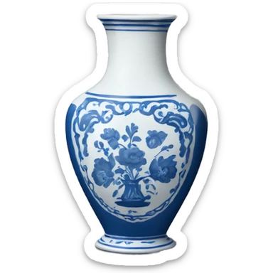 blue and white vase sticker
