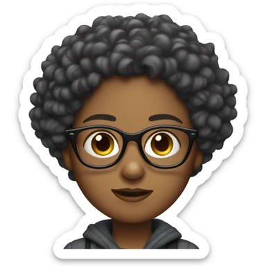 a white curly girl who wears glasses and rarely brushes her hair sticker