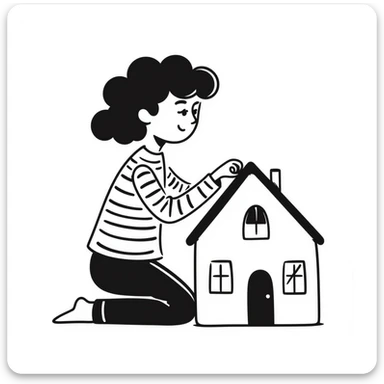 solar plant icon, hand drawn black doodle style, notion style sticker