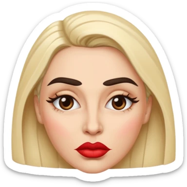 woman with exaggerated lips, arched brows, no wrinkles sticker