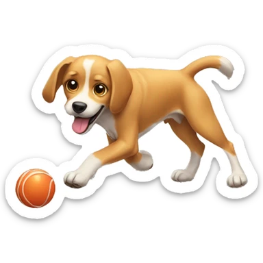 Dog playing fetch  sticker