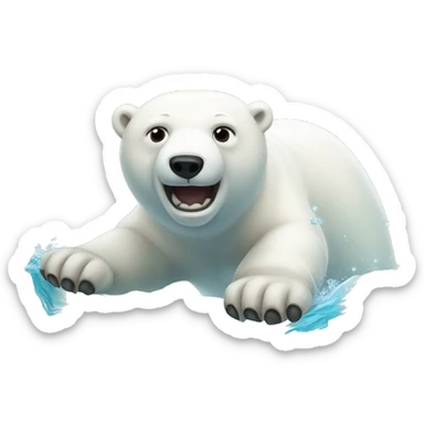 swimming polar bear sticker
