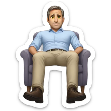 steve carell laying down, soles of feet towards camera sticker