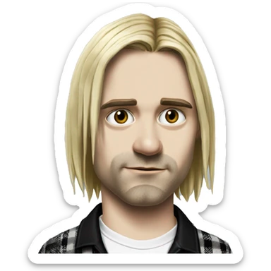 Realistic Kurt Cobain wearing Wednesday Addams T-shirt lapels  sticker