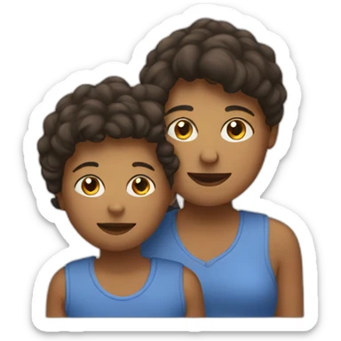 a mother with his two children sticker