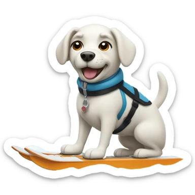 A dog skiing with a mountain in the backround sticker