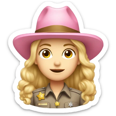 female sheriff pink hat pale skin  sticker
