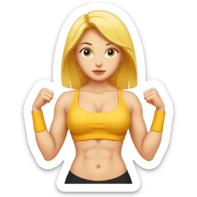 Female abs 6pack core yellow skin curves  sticker