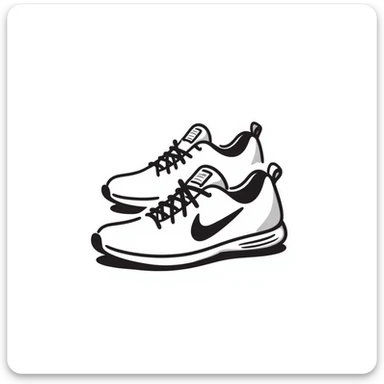 Athletic running shoes/sports shoes in pastel colors (dd9fb0, ffc6d3, a3bfc9, c4bee2, f1b091), hand-drawn doodle style sticker