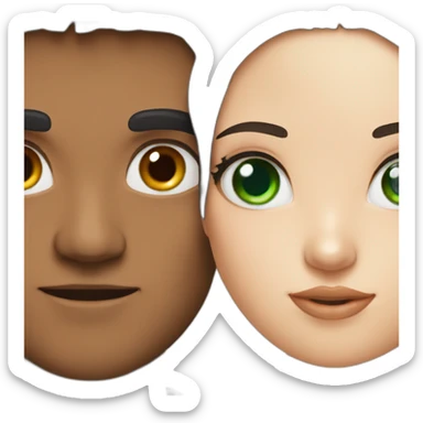 A man with blue eyes and black hair and a girl with green eyes and Brown hair sticker