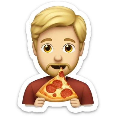 A blonde man with beard eating pizza sticker