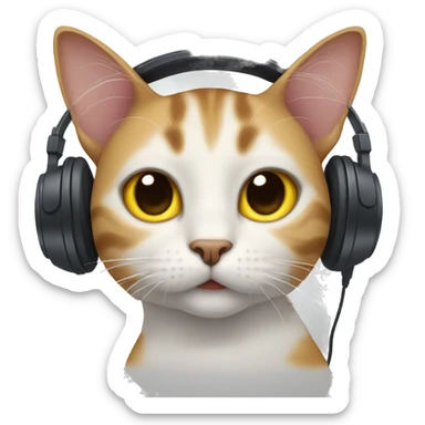 Cat with headphones  sticker