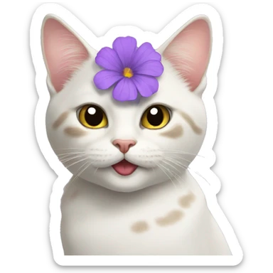 Cat whit a Lila flower in her mouth  sticker