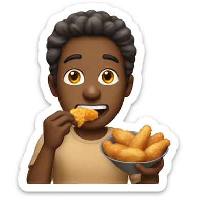 brown skin guy eating fried chicke sticker