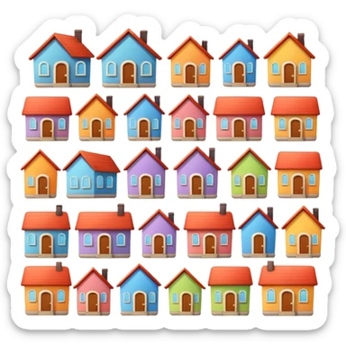 house, different shapes and colors, apple emoji style sticker
