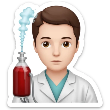 A victorian surgeon using a carbolic spray and wearing a gown sticker