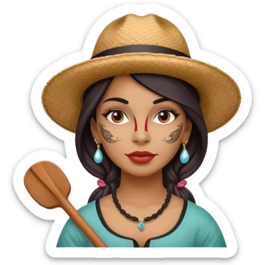 tattoed face venice gondolier with iconic hat woman sticker