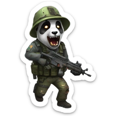 Panda as a zombie call of duty sticker