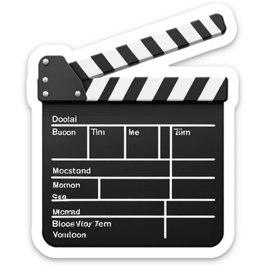 most minimal possible clapperboard, just a hint of the triangular clapper top, extreme simplification sticker