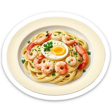 traditional italian carbonara with shrimp sticker