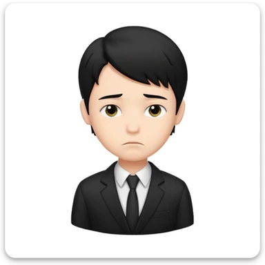 Xafa kayfiyatdagi qora soch va qora kostyum shimli bola emojisni chiqarib ber sticker