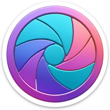 Credit coin in gradient of turquoise, blue, pink, purple, and coral as the main surface 3d rotate sticker