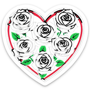 romantic heart-shaped arrangement of roses sticker
