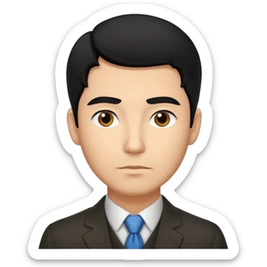 emoji of a 30-year-old man, mature appearance, gentleman features, black hair, thoughtful expression sticker