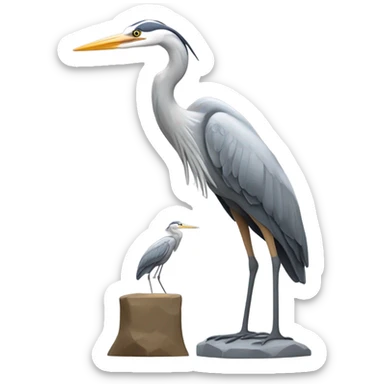 Grey heron and denise whitebread fanning collaborating on a sculpture sticker